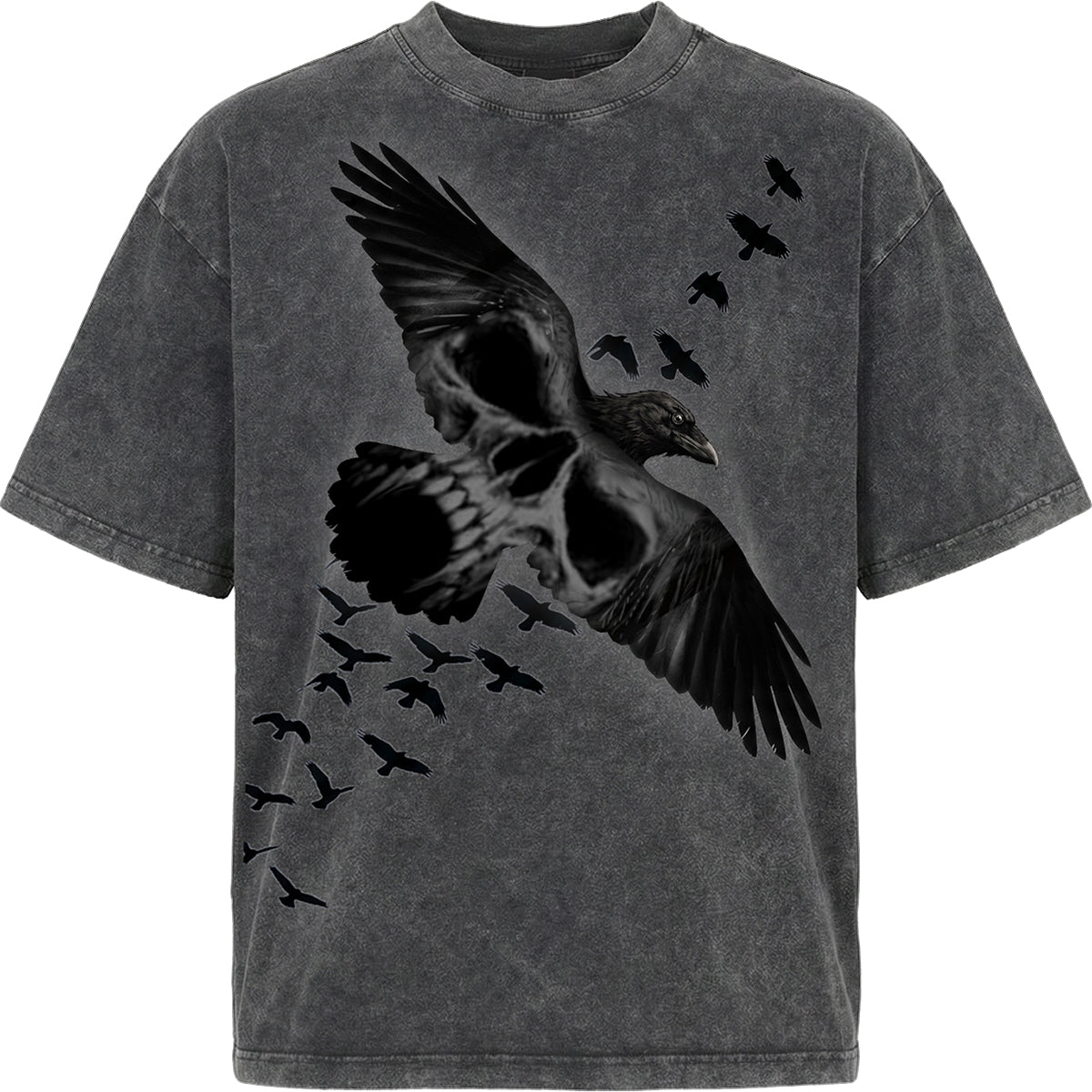 ACID CROW – Box-T-Shirt, Acid Wash, Anthrazit