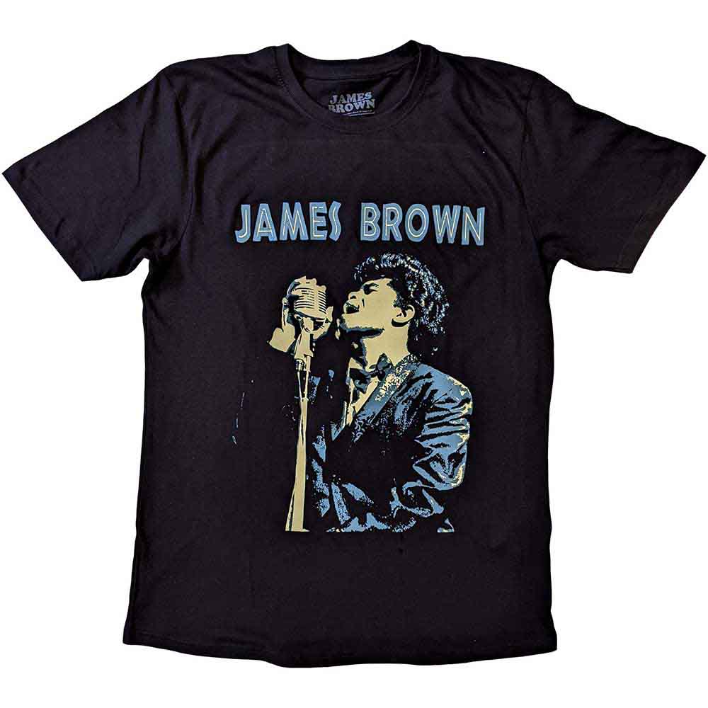 JAMES BROWN - HOLDING MIC - T-Shirt Black