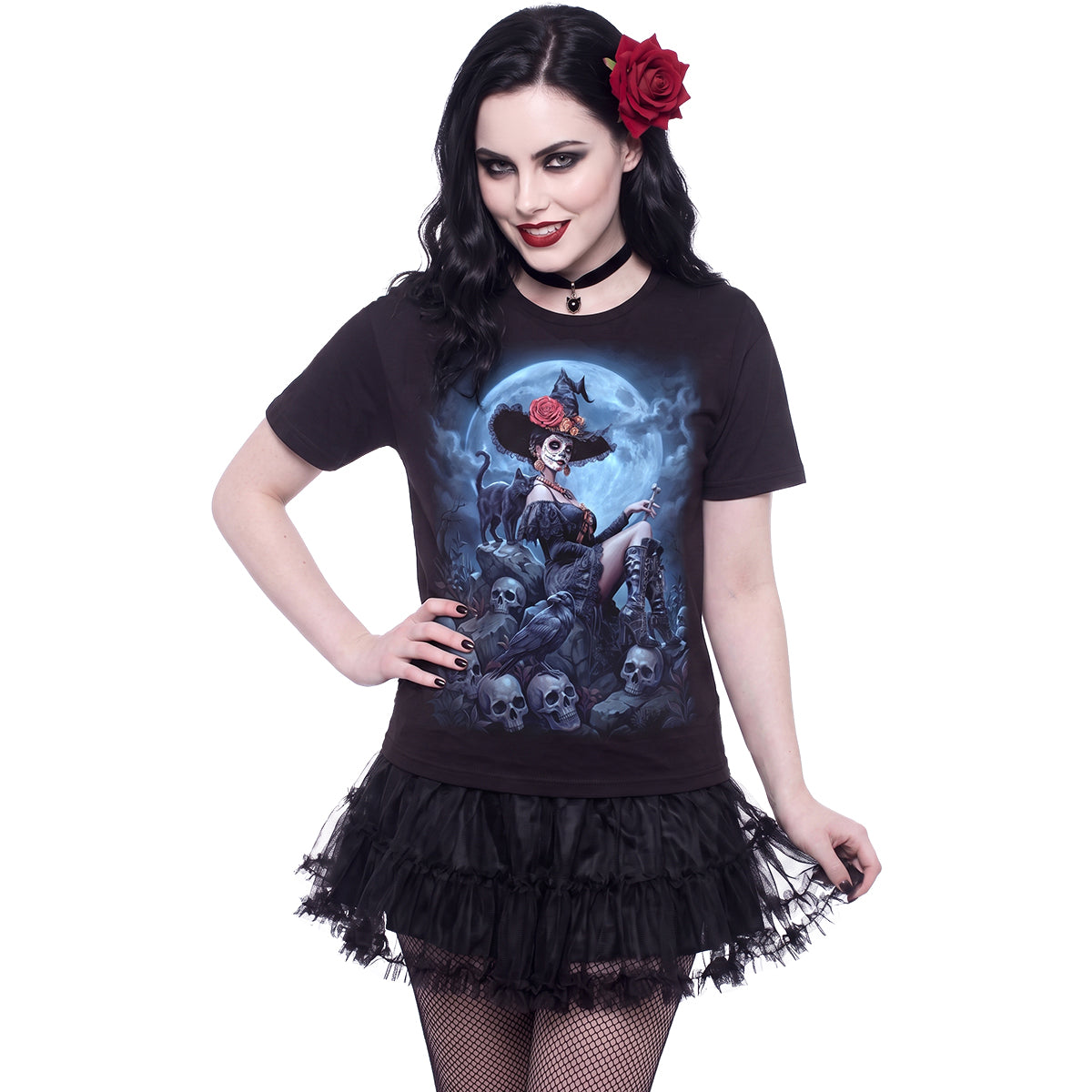 NIGHT OF THE DEAD - Camiseta con estampado en la parte delantera, negra