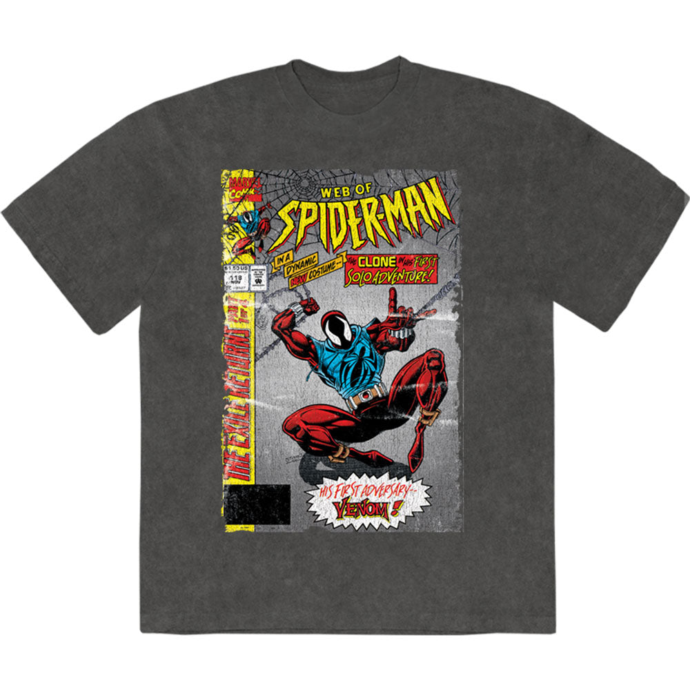 MARVEL COMICS - WEB OF SPIDER-MAN - Stone Wash T-Shirt Grey