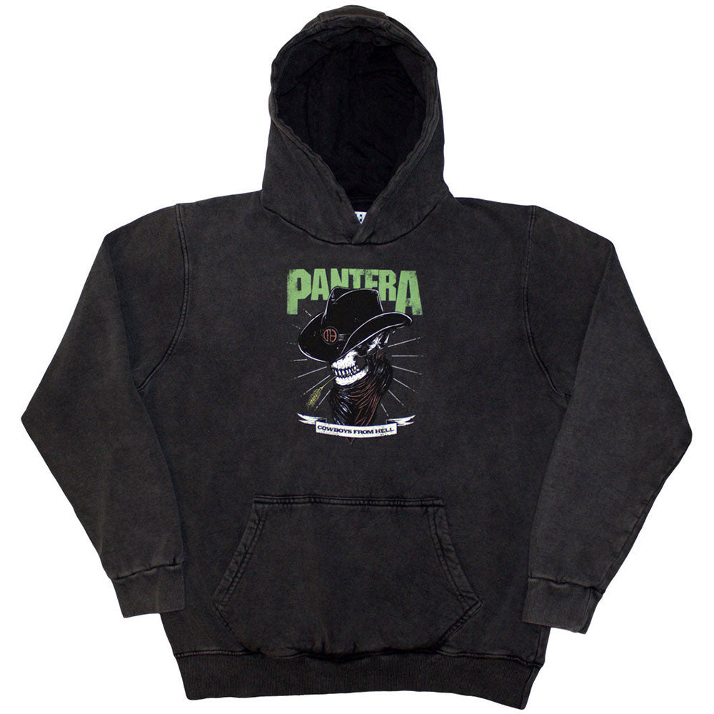PANTERA - SKELETON COWBOY - Stone Wash Pullover Hoodie Grey