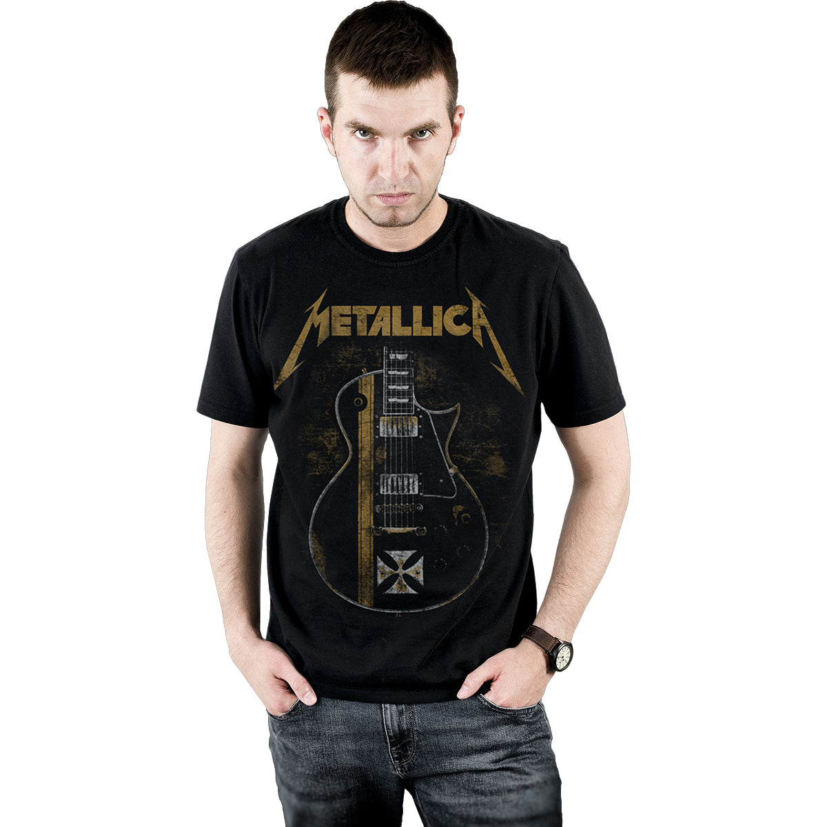 METALLICA - HETFIELD IRON CROSS - Front Print T-Shirt Black