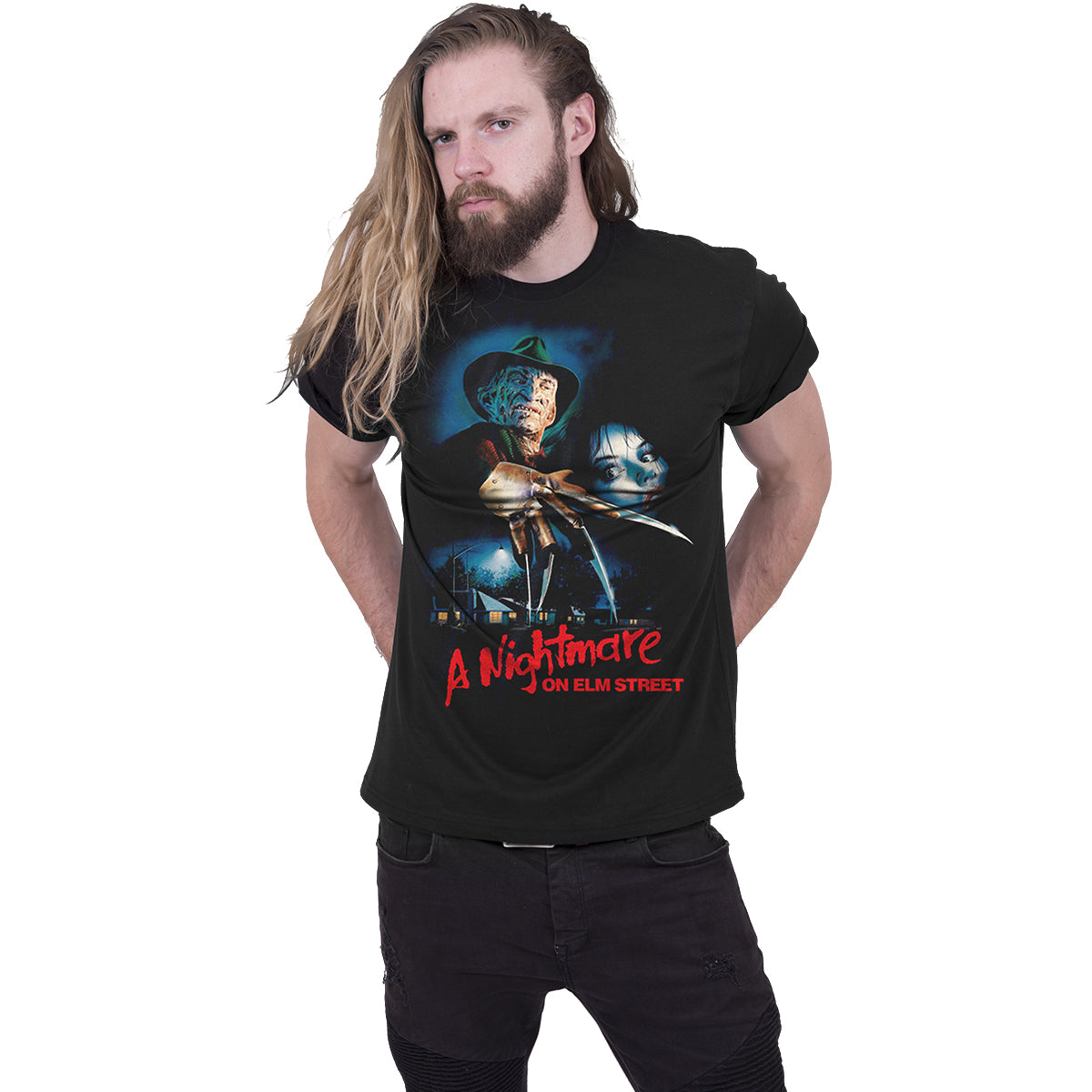 A NIGHTMARE ON ELM STREET - LOGO POSTER - Maglietta con stampa frontale nera