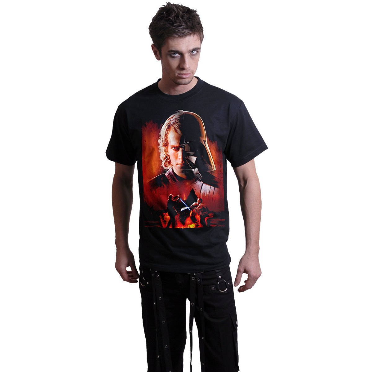 STAR WARS - MUSTAFAR DUEL - Front Print T-Shirt Black