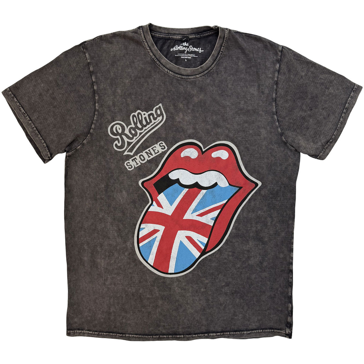 THE ROLLING STONES - BRITISH TONGUE - Stone Wash T-Shirt Grey