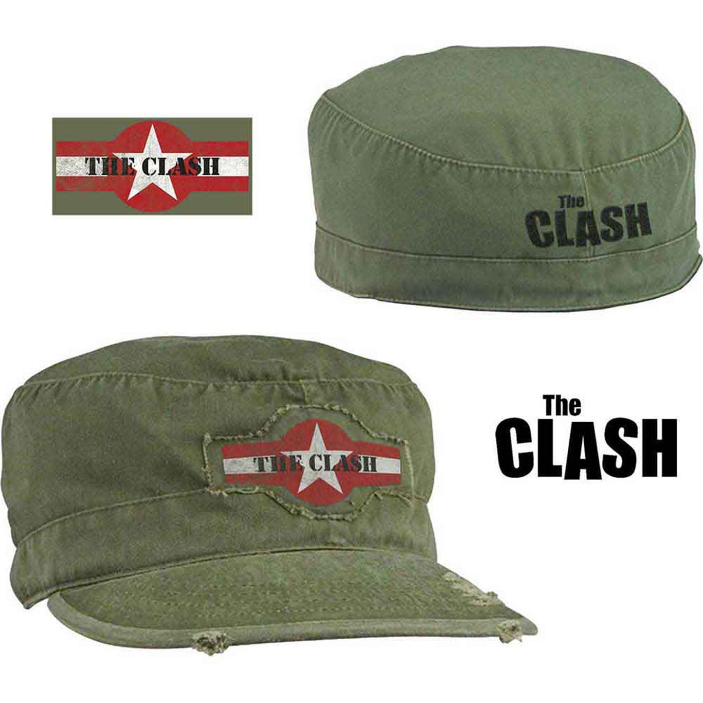CLASH, THE - STAR LOGO - Military Cap Green (Distressed)