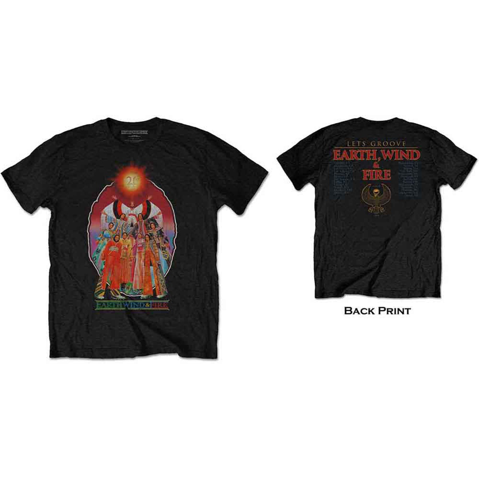 EARTH WIND & FIRE - LET&39;S GROOVE - T-Shirt Black (Back Print
