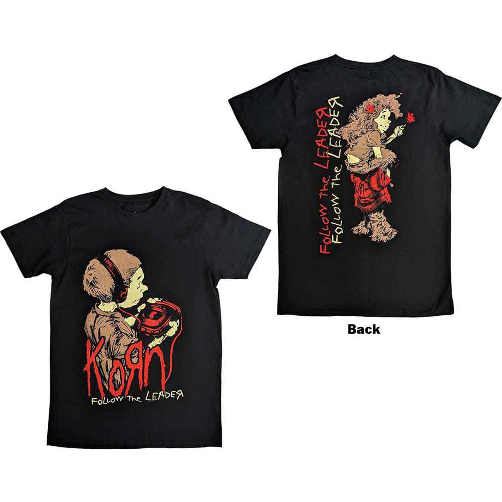 Korn Follow the Leader Tシャツ ブラック KORN - FOLLOW THE LEADER - T-Shirt Black (Back Print)