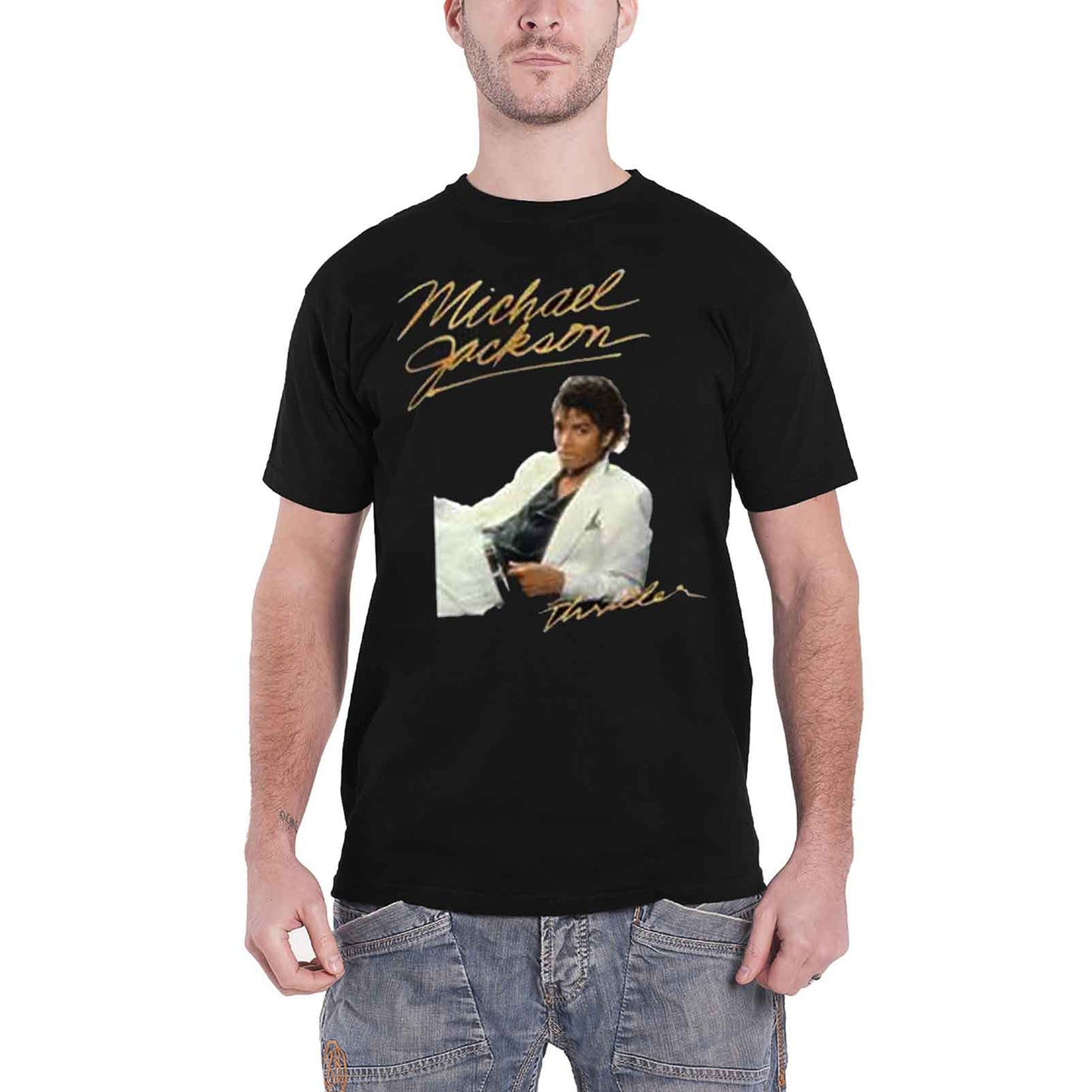MICHAEL JACKSON - THRILLER WHITE SUIT - T-Shirt Black