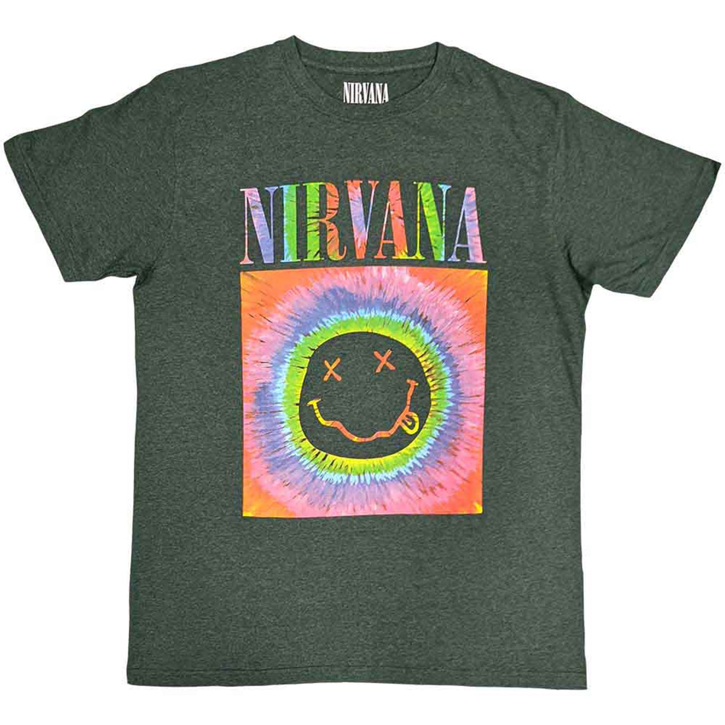 NIRVANA - HAPPY FACE GLOW BOX - T-Shirt Green