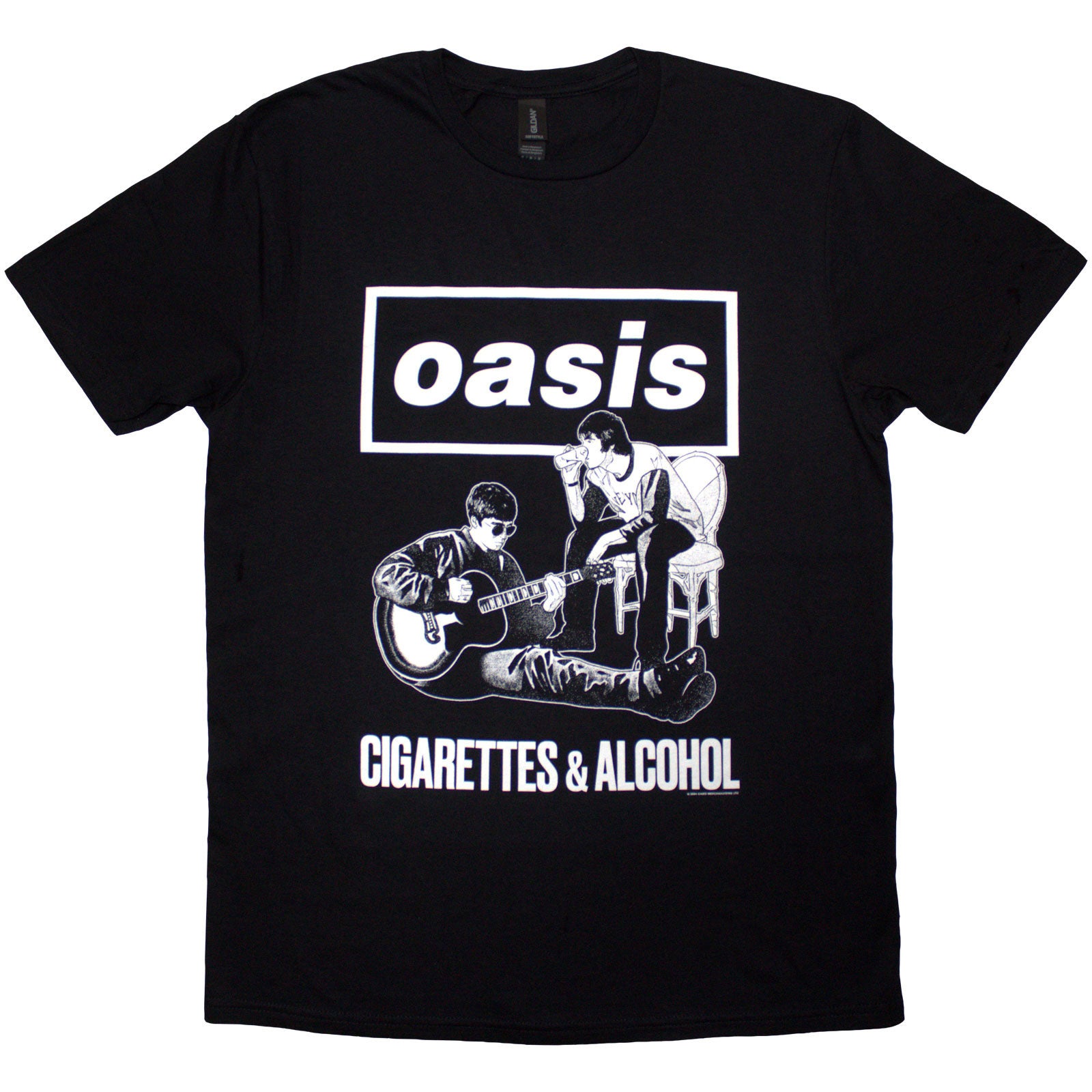 OASIS - CIGARETTES & ALCOHOL ILLUSTRATION MONO - T-Shirt Black