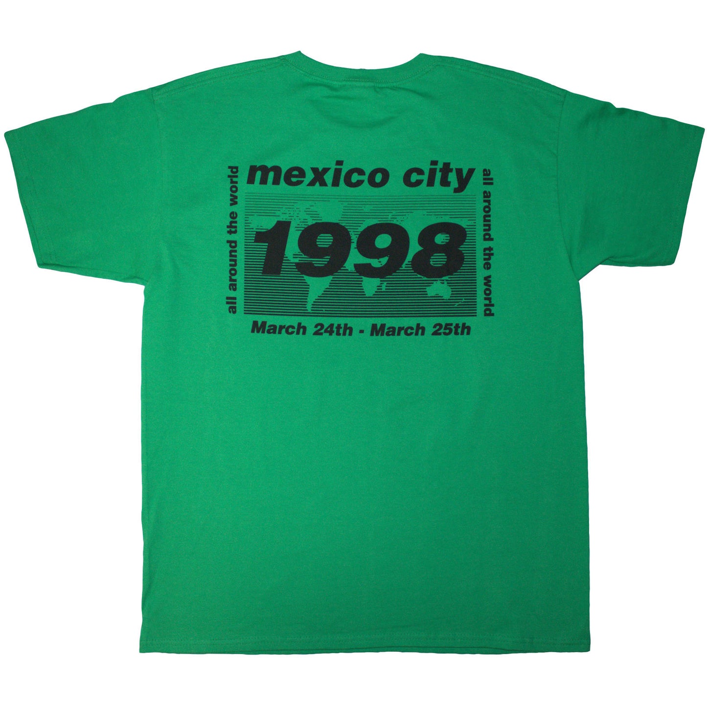 OASIS - 1998 WORLD TOUR - MEXICO CITY - T-Shirt Green (Back Print)