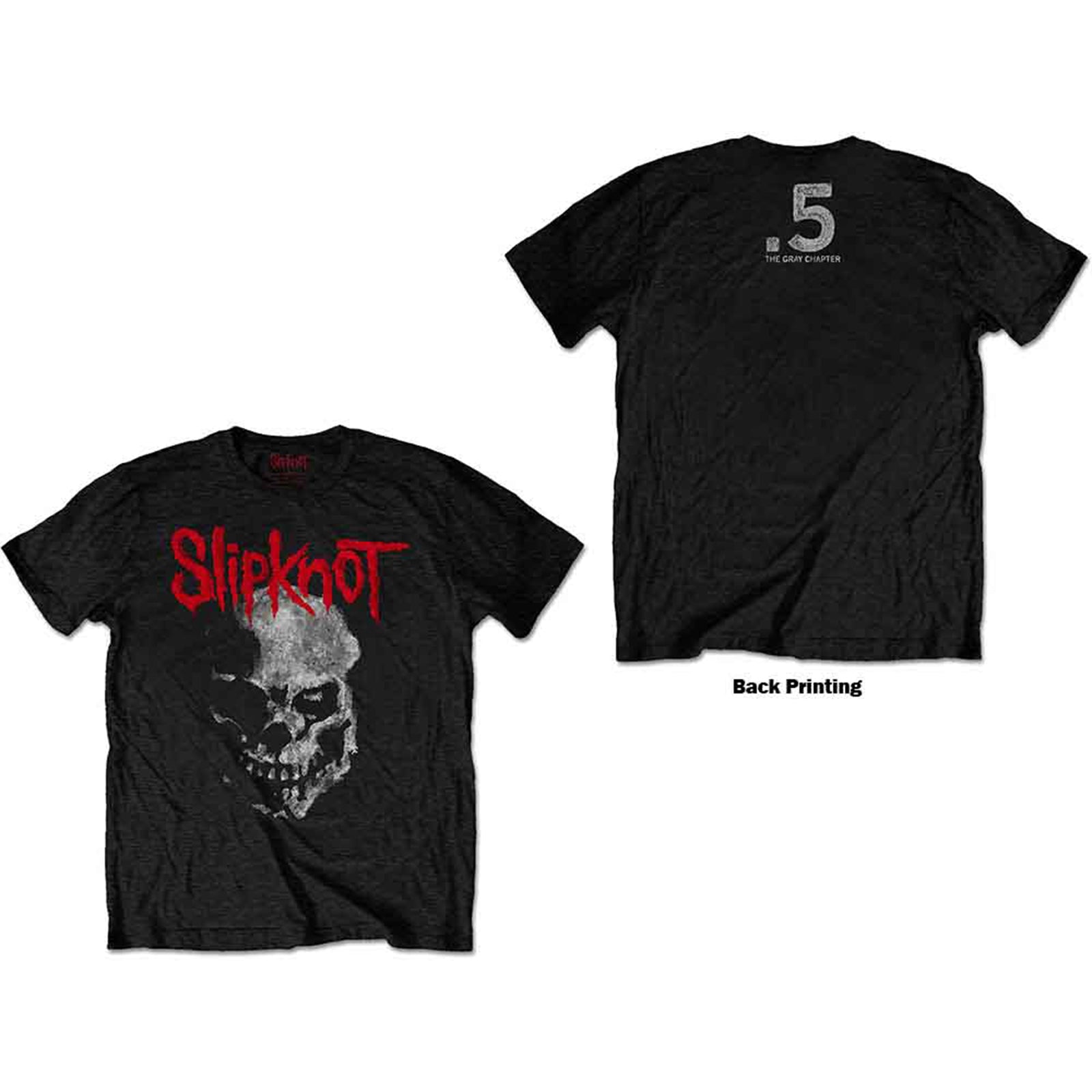 SLIPKNOT - GRAY CHAPTER SKULL - T-Shirt Black (Back Print)