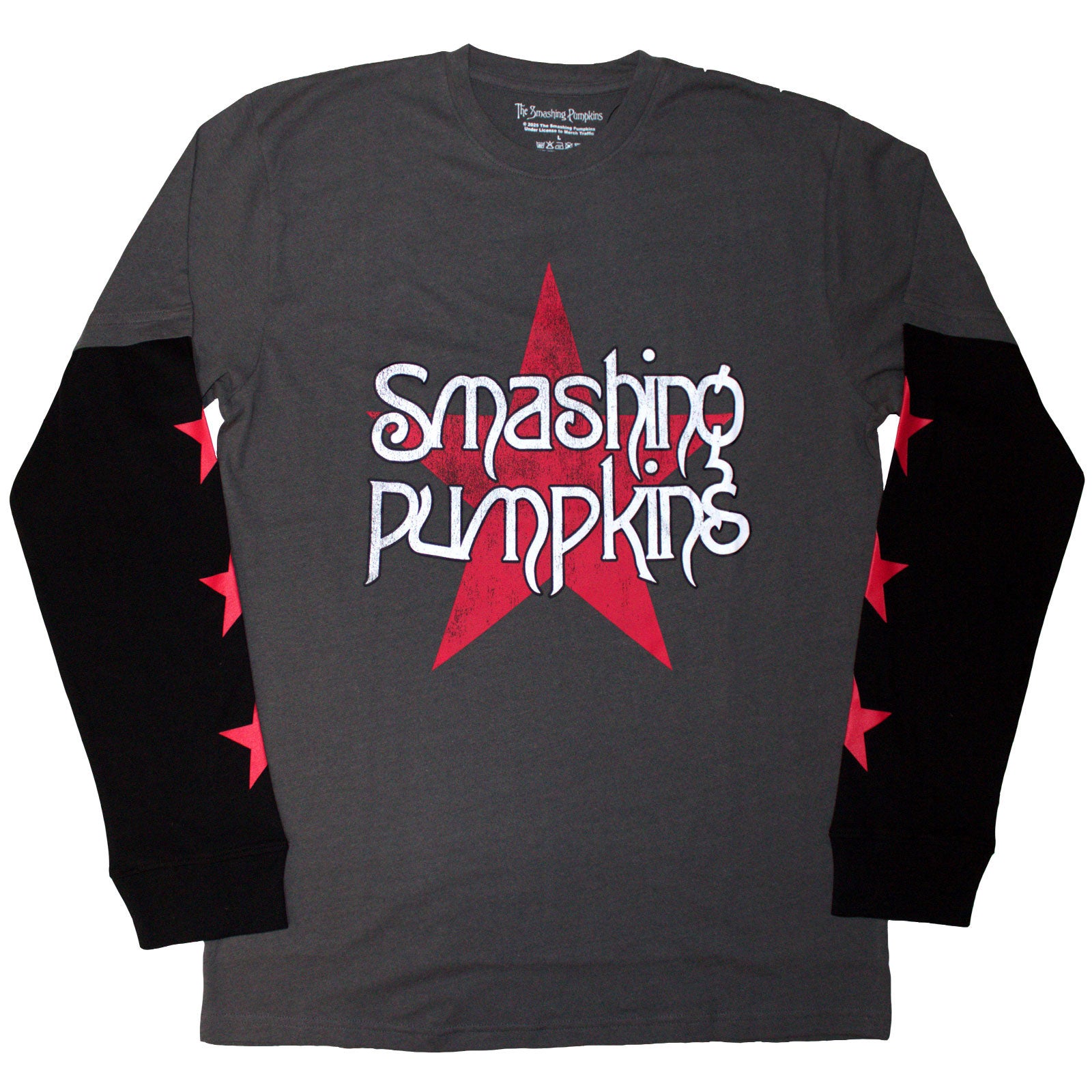 THE SMASHING PUMPKINS - STAR LOGO - Layered Long Sleeve T-Shirt Black,