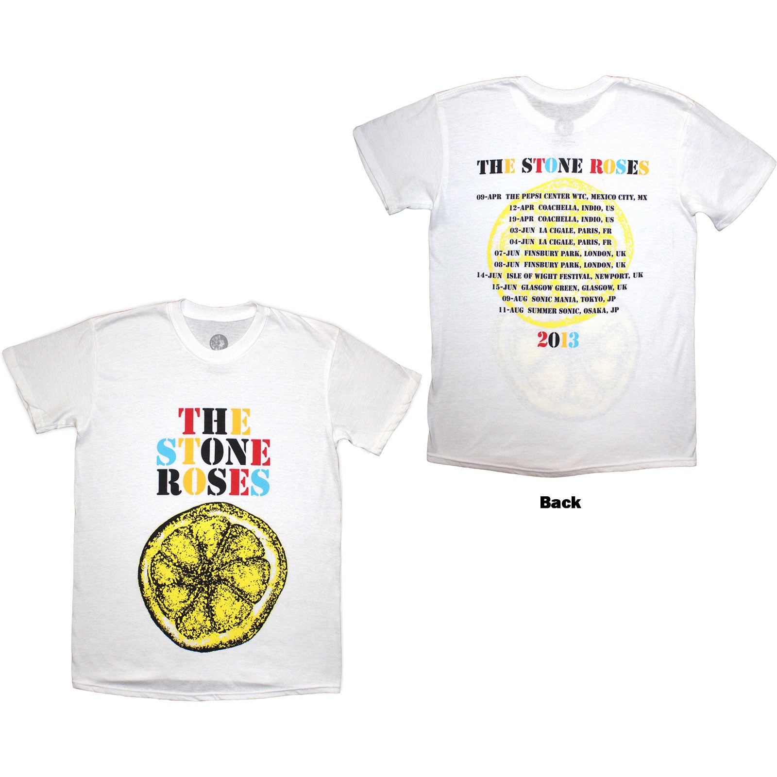 THE STONE ROSES - TOUR 2013 - T-Shirt White (Back Print)
