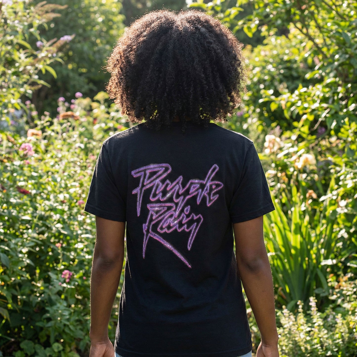 PRINCE - LOGO OUTLINE PURPLE RAIN - Maglietta Carbon Black (retro stampa)