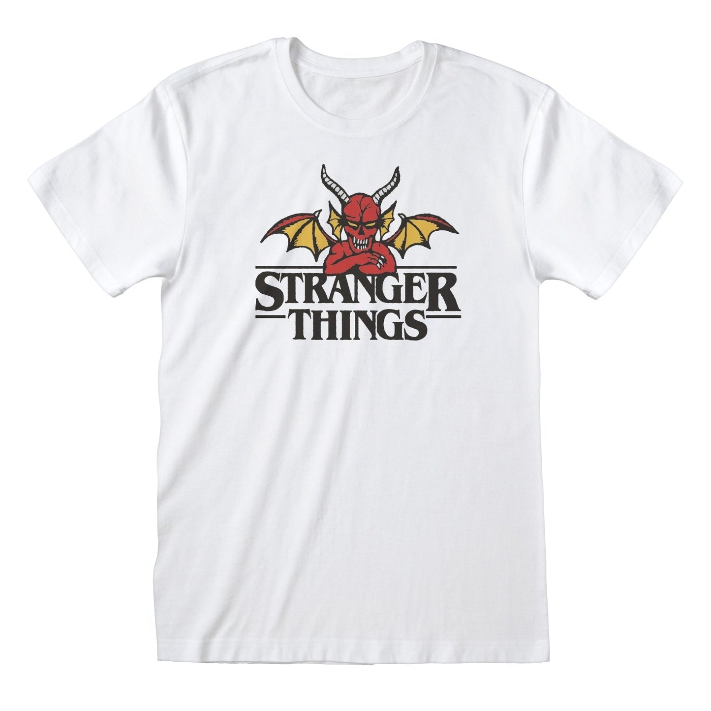 STRANGER THINGS - DEMON - Front Print T-Shirt White