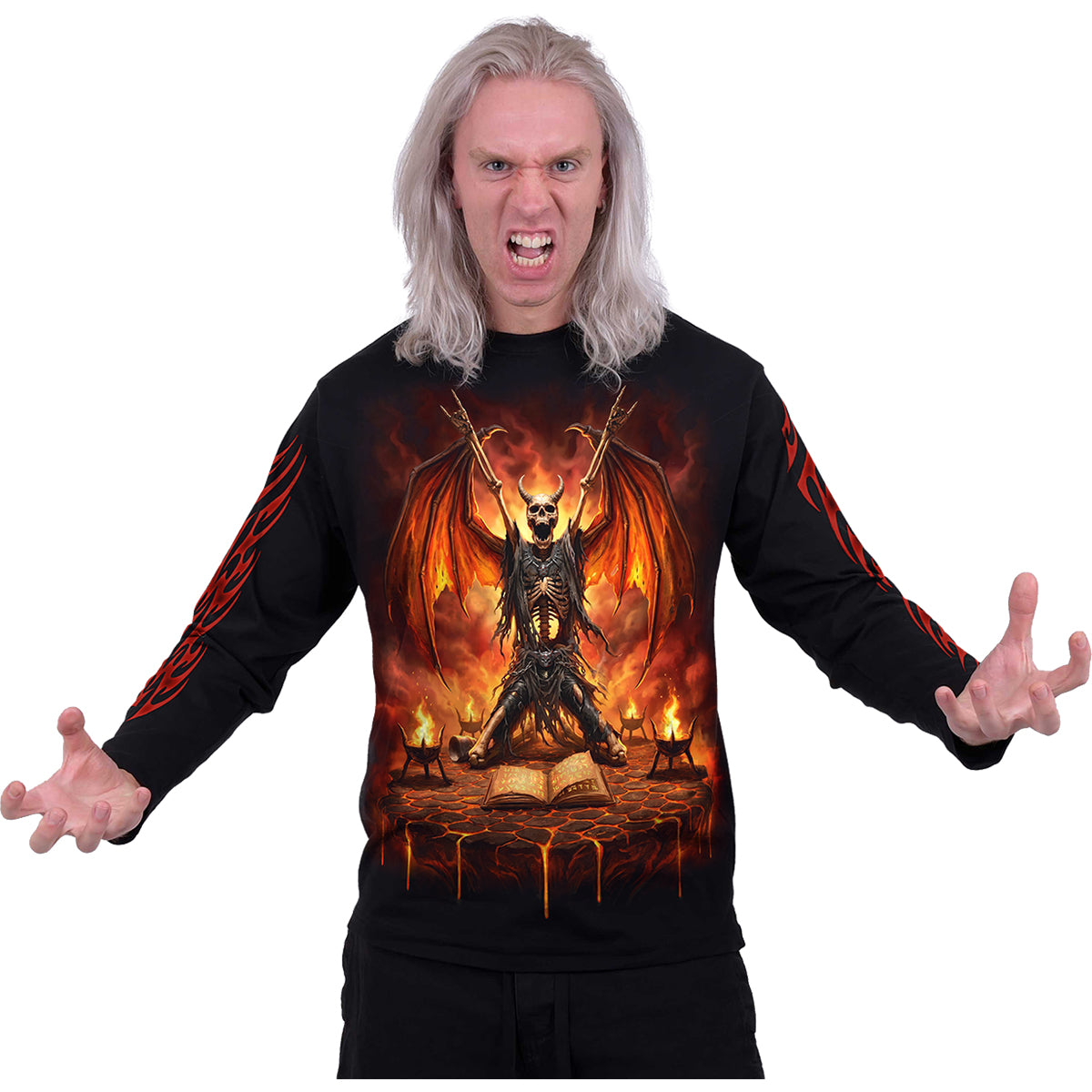 SKELETAL WORSHIP – Langarm-T-Shirt, schwarz