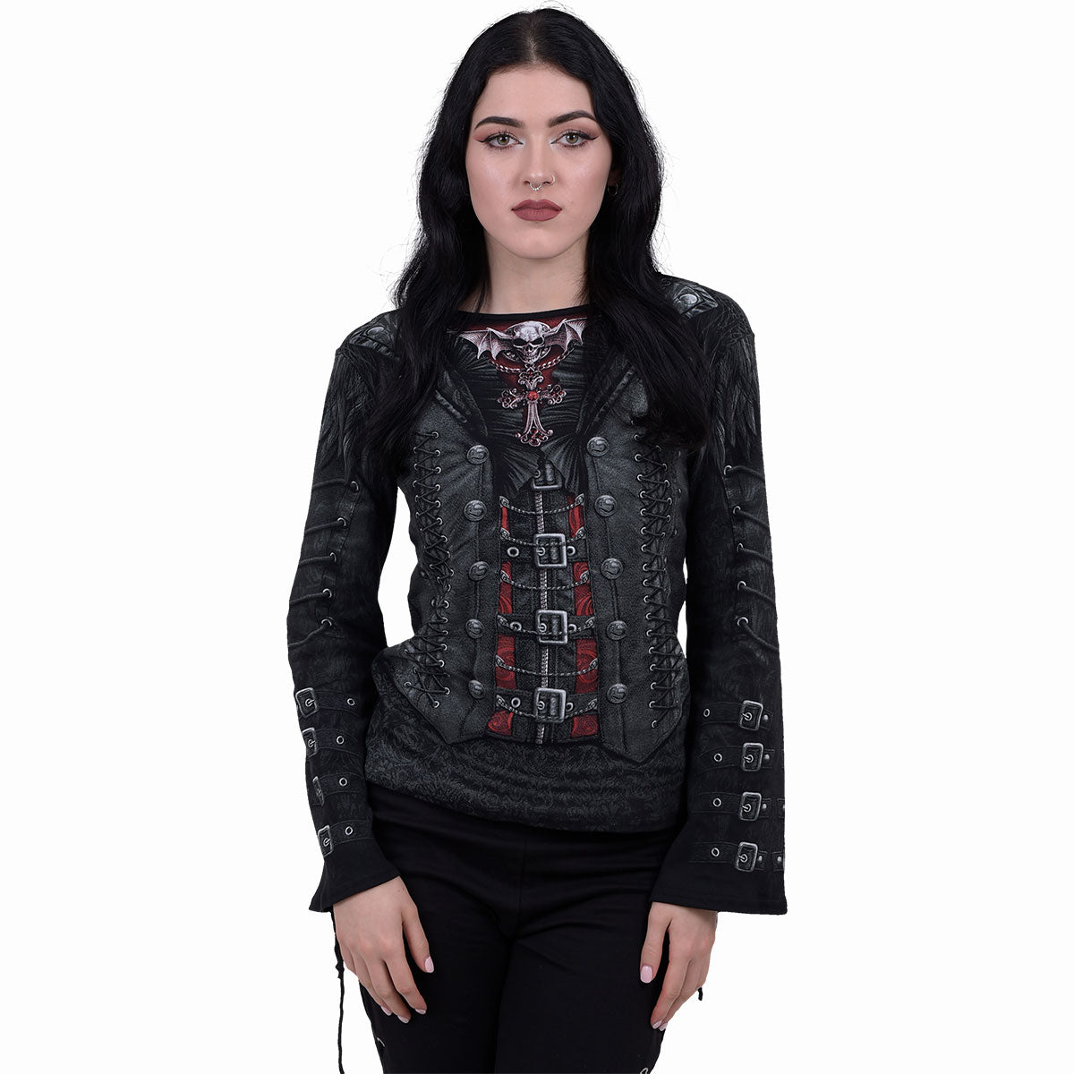 GOTHESS WRAP - All Over Baggy Top Noir