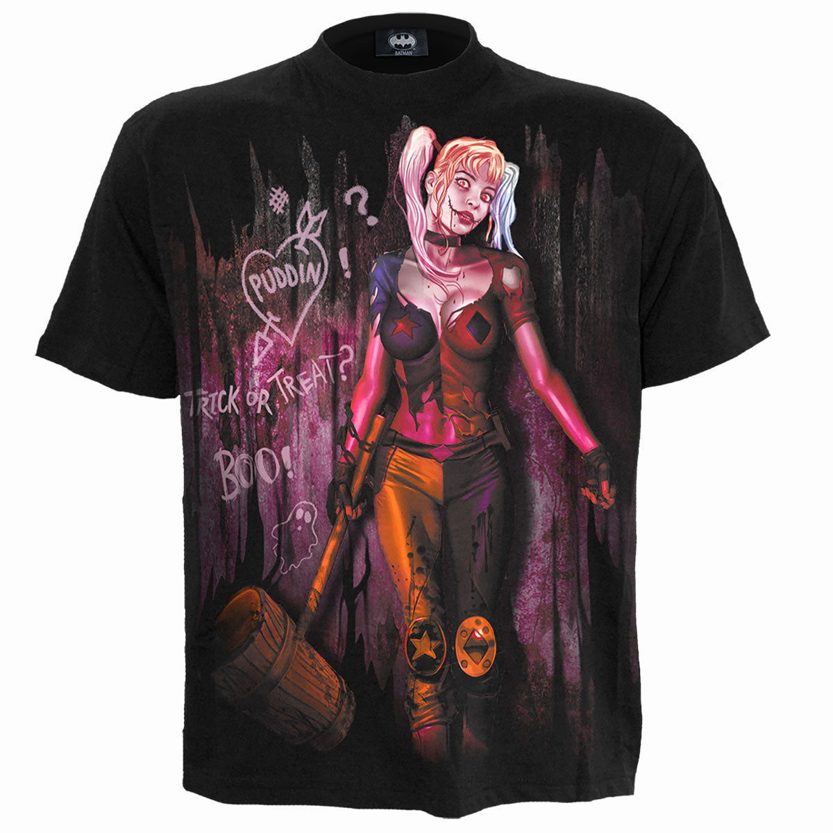 HARLEY QUINN - TRICK OR TREAT - Front Print T-Shirt Black