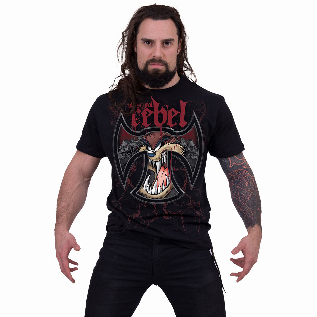 TAZ - OLD SCHOOL REBEL - Front Print T-Shirt Schwarz