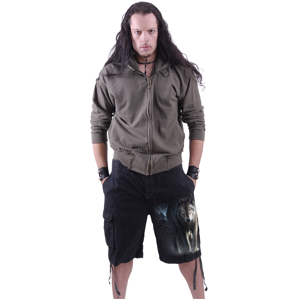 FROM DARKNESS - Pantaloncini Cargo vintage neri