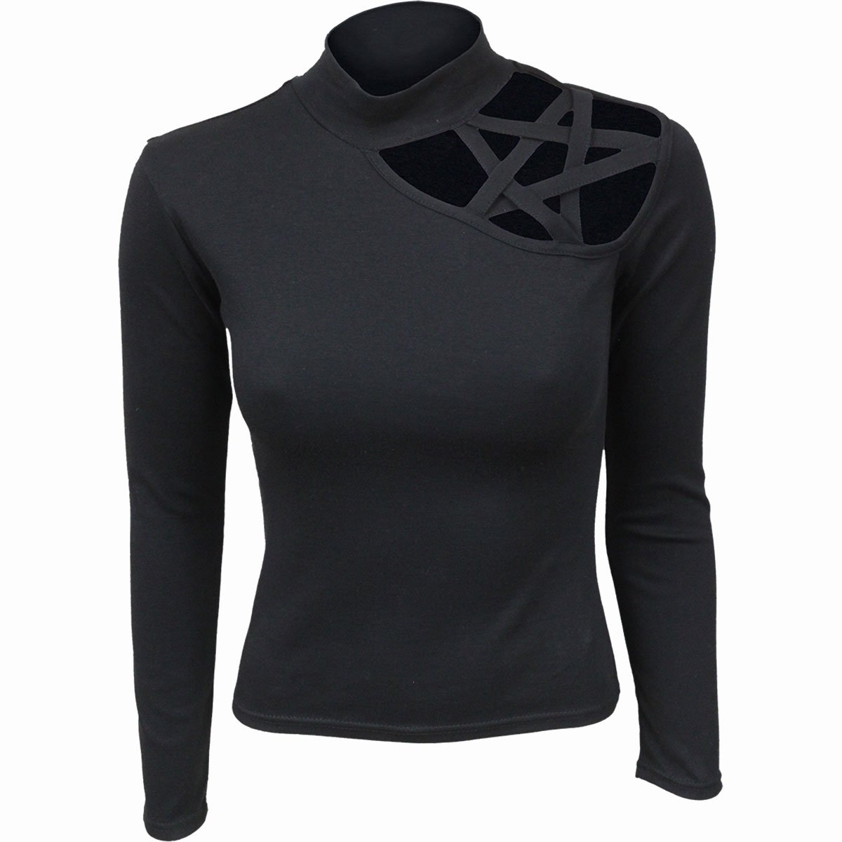 GOTHIC ELEGANCE - Pentagram Shoulder Longsleeve Top - Spiral USA