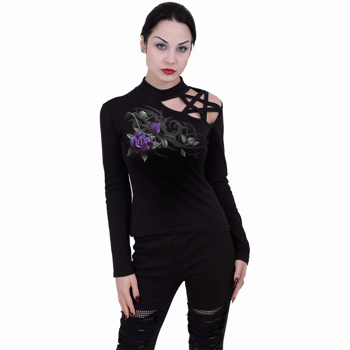 TRIBAL ROSE - Pentagram Shoulder Longsleeve Top