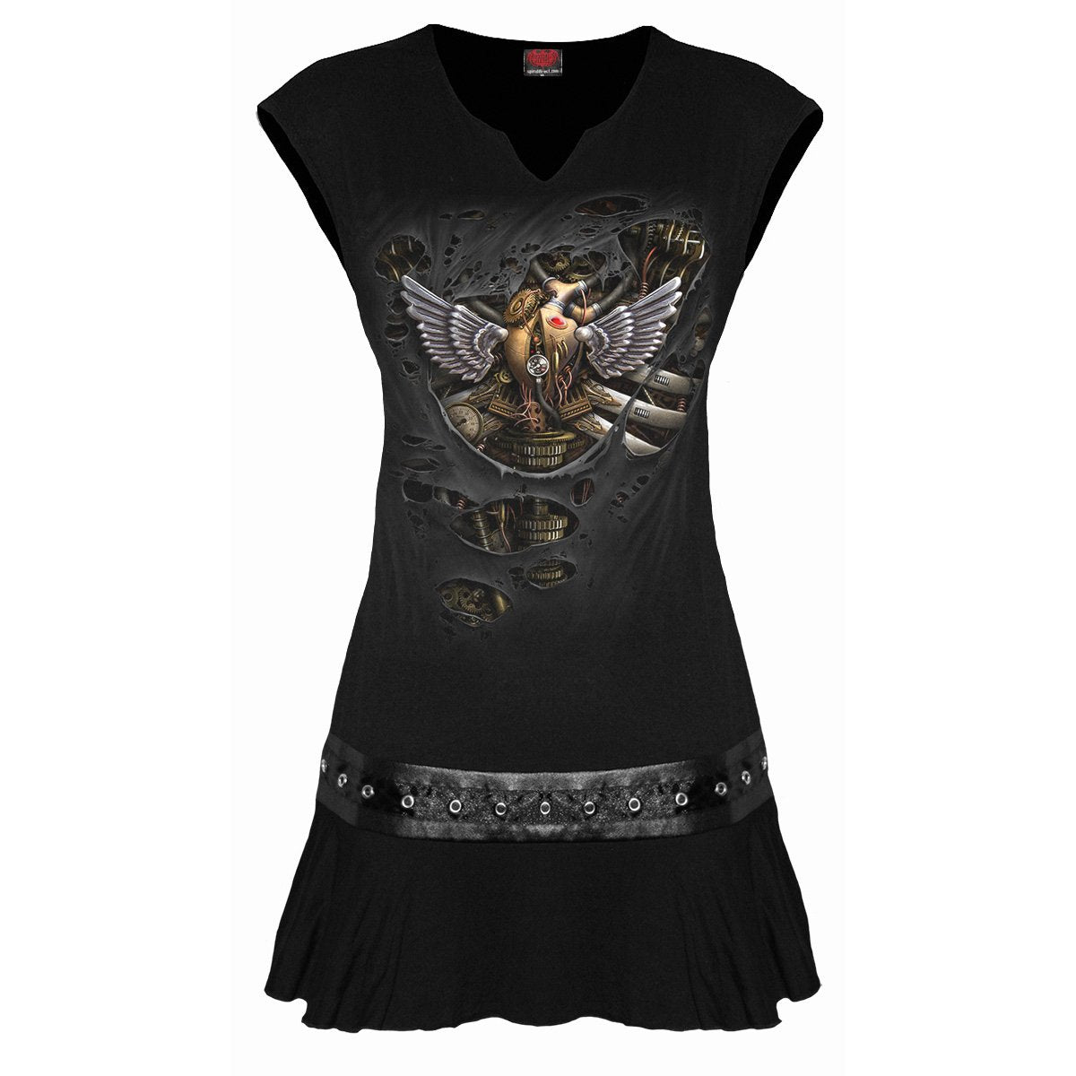 black ripped dress Off the Shoulder Body-Con Shop Hippie Chik Alluring Womens Ripped Dress with Dramatic Gloves Halloween Gothic Raven Steampunk Black