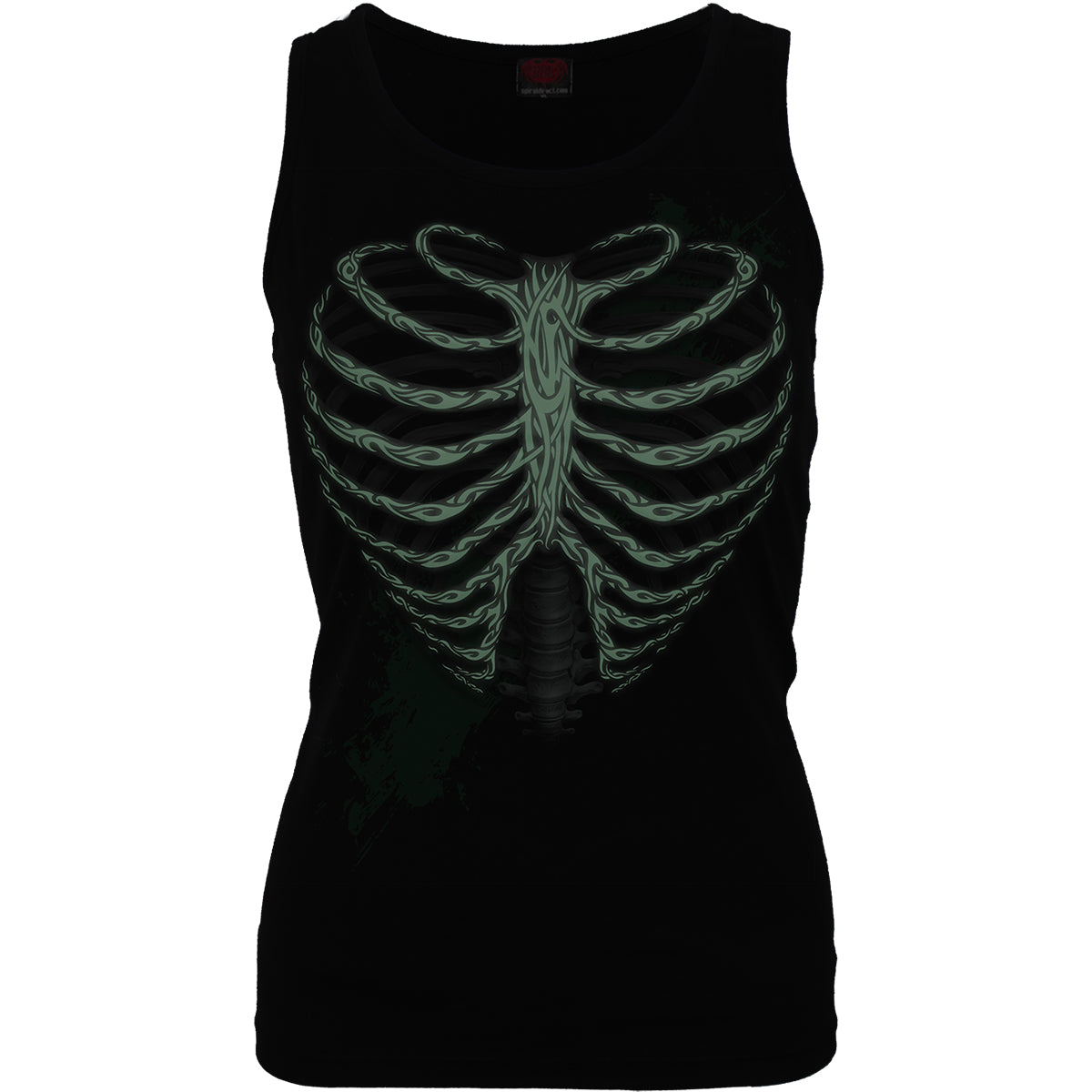 HEART RIBS - GLOW IN THE DARK - Razor Back Top Negro