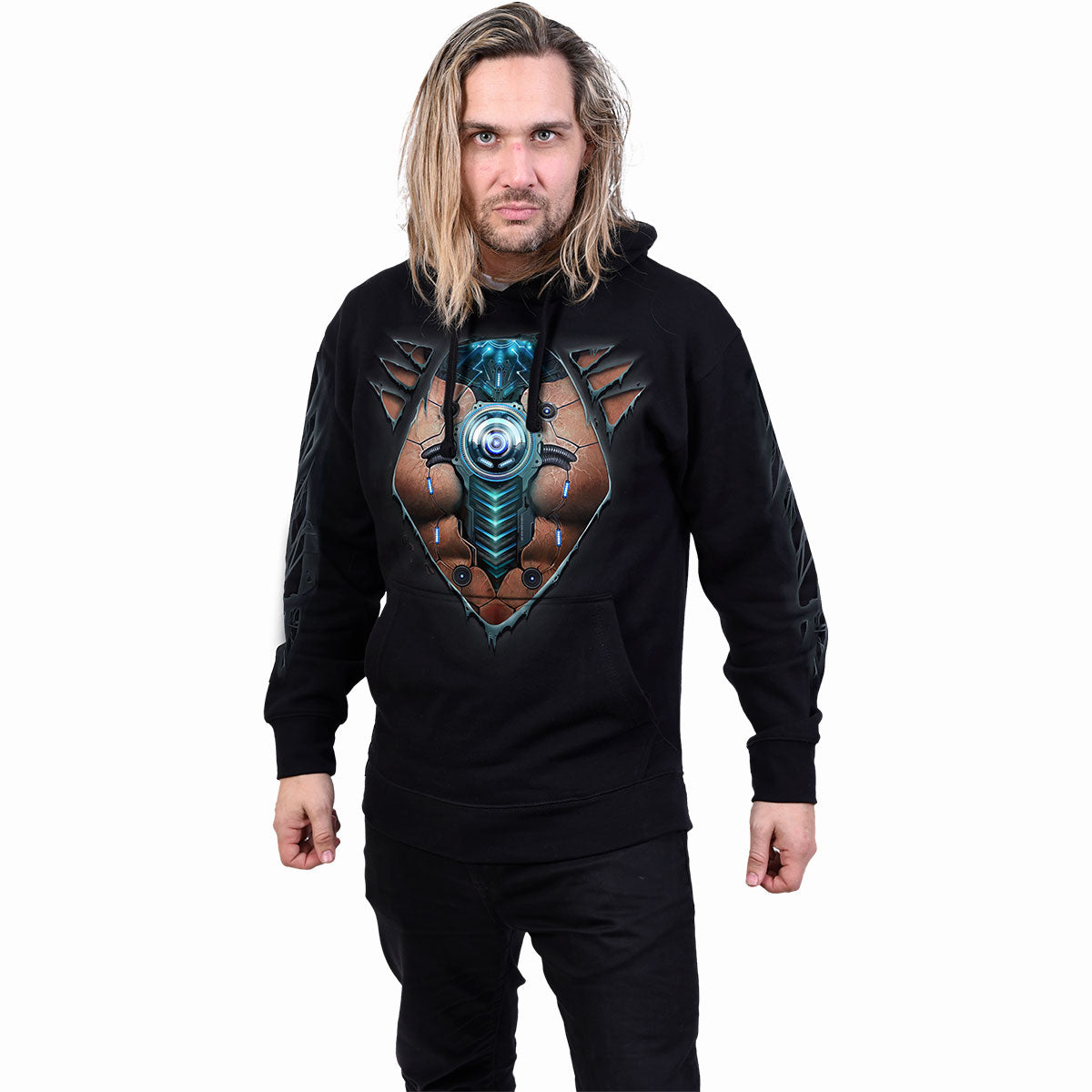 CYBER SKIN - Felpa con cappuccio nera