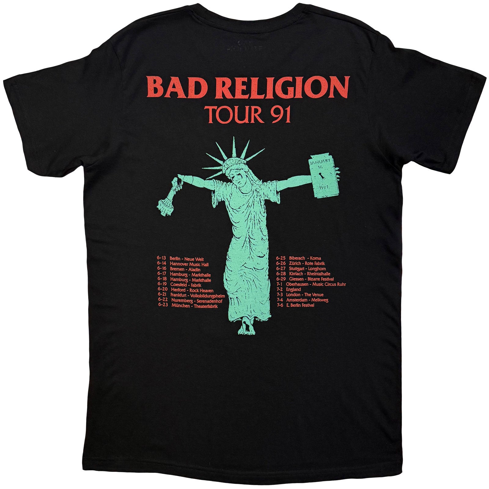 BAD RELIGION - LIBERTY '91 TOUR - T-Shirt Black