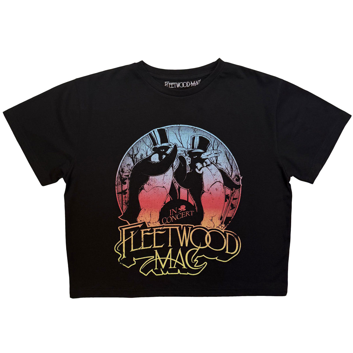 FLEETWOOD MAC - GRADIENT PENGUINS - Ladies Crop Top Black