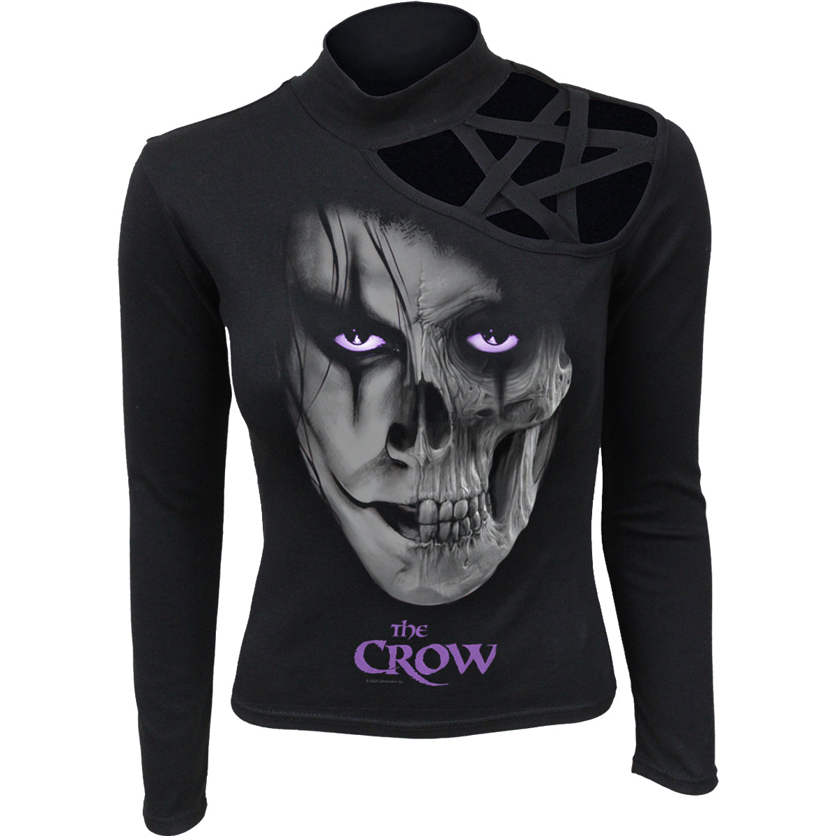 THE CROW - SKULL FACE - Pentagramm-Schulter-Langarm-Top