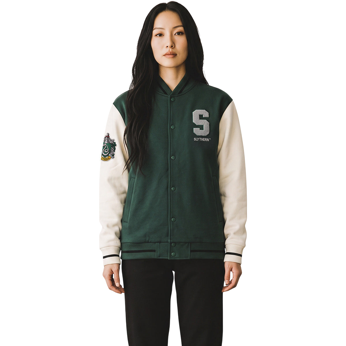 HARRY POTTER - SLYTHERIN VARSITY - Baseball Jacket Dk Green Contrast Slvs B