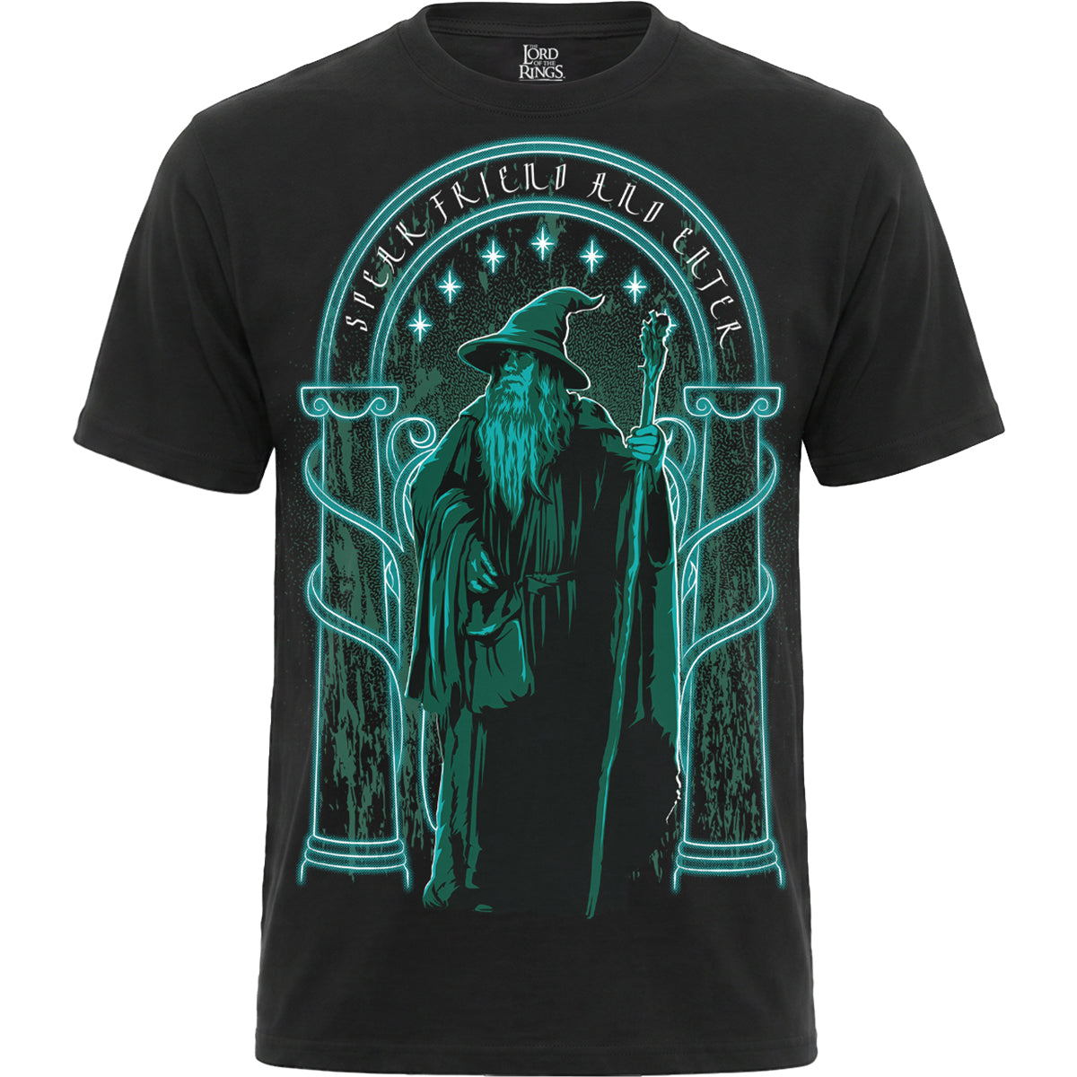 LOTR - SPEAK FRIEND & ENTER - Front Print T-Shirt Black