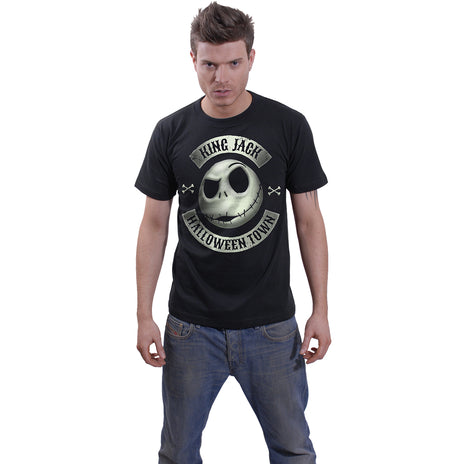 NIGHTMARE BEFORE XMAS -JACK CREST (GLOW) - T-shirt imprimé sur le devant noir