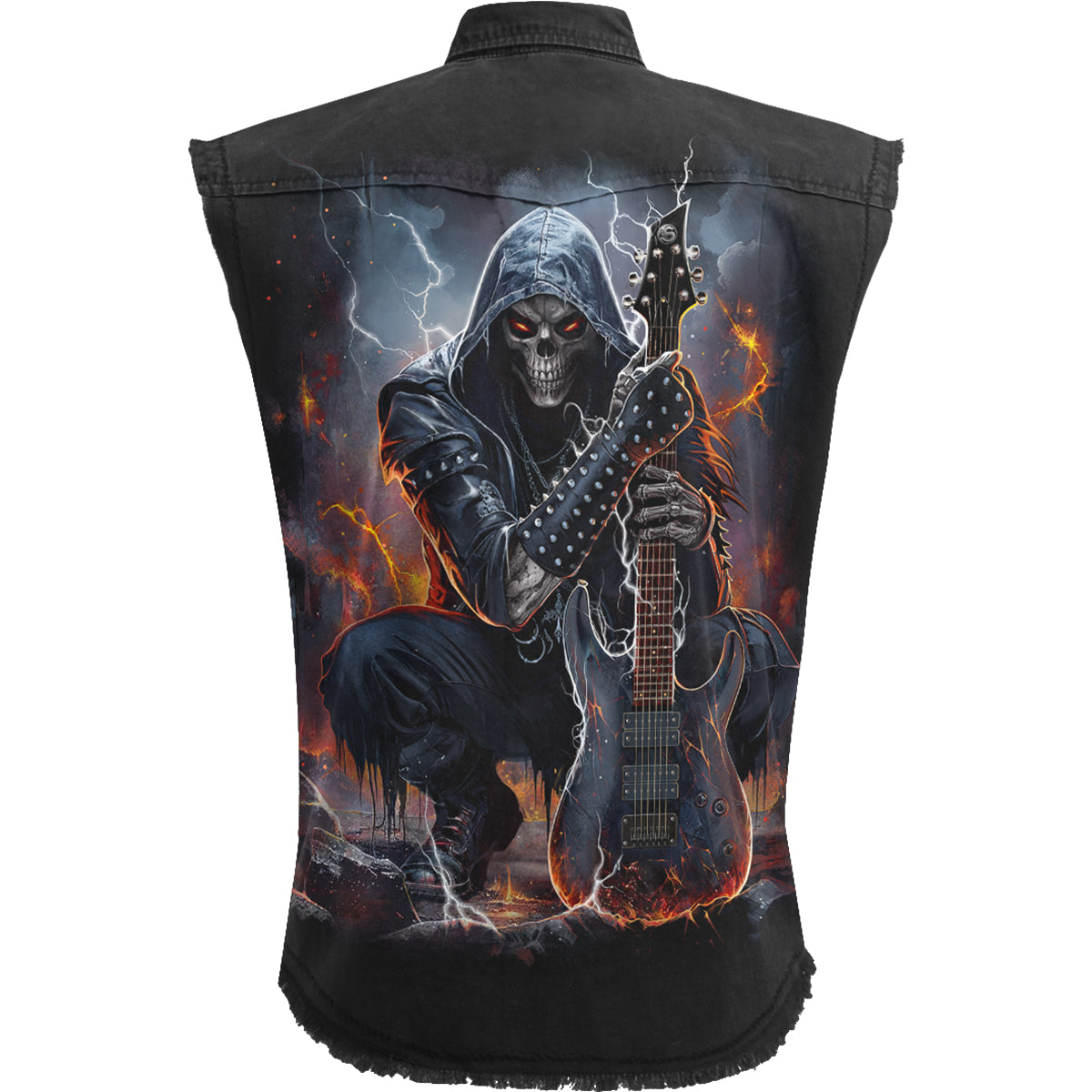 DEATH ROCKER - Sans manches Stone Washed Worker Noir
