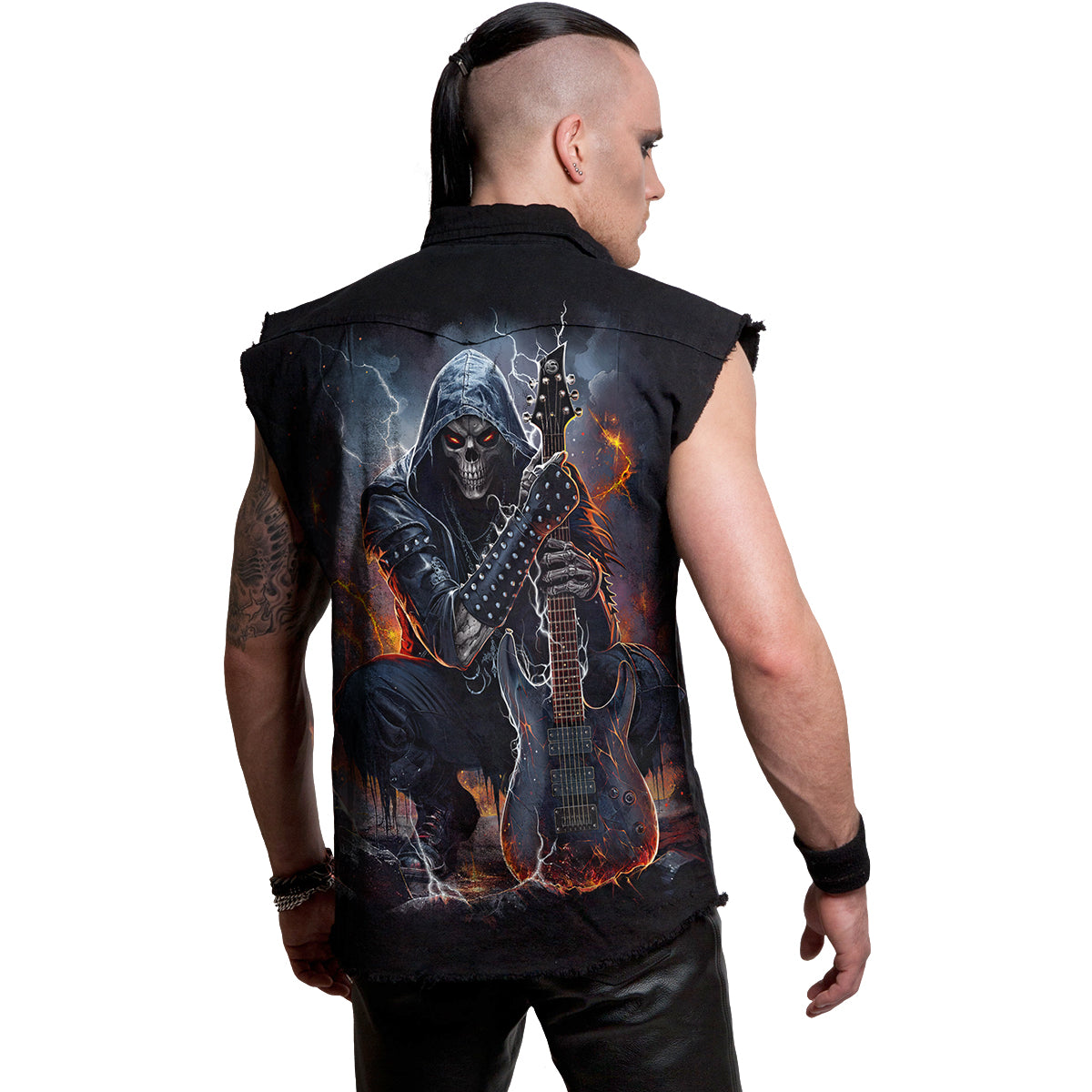 DEATH ROCKER - Sans manches Stone Washed Worker Noir