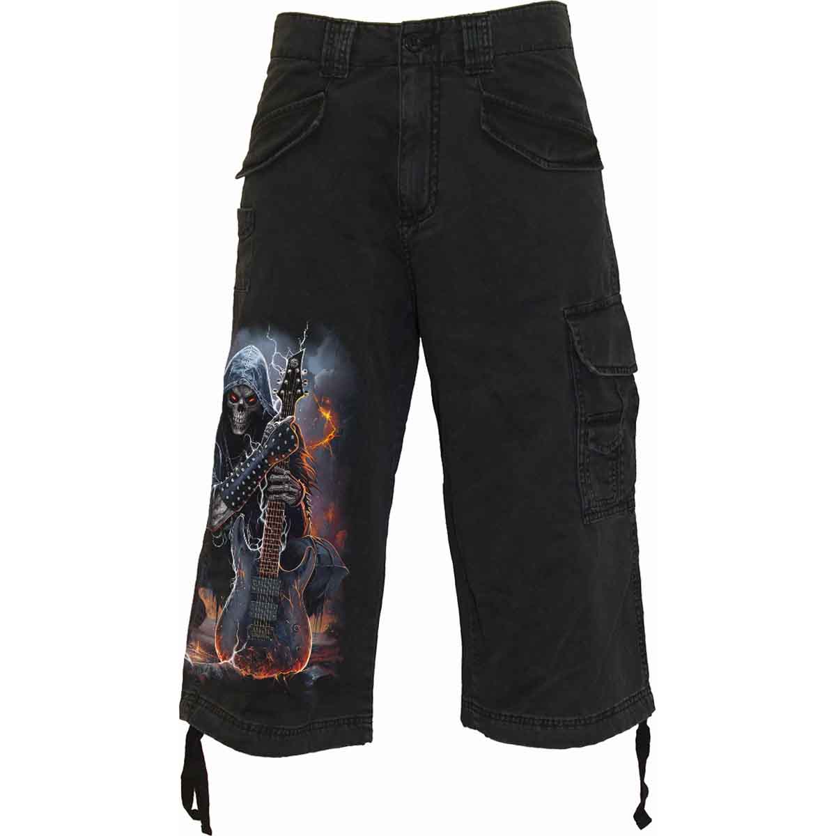 DEATH ROCKER - Pantaloncini Cargo Vintage 3/4 lunghi neri