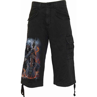 DEATH ROCKER - Pantaloncini Cargo Vintage 3/4 lunghi neri