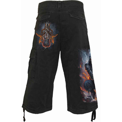 DEATH ROCKER - Pantaloncini Cargo Vintage 3/4 lunghi neri
