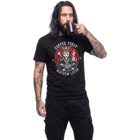 COFFEE AND MAYHEM  - Maglietta con stampa sul davanti, nera