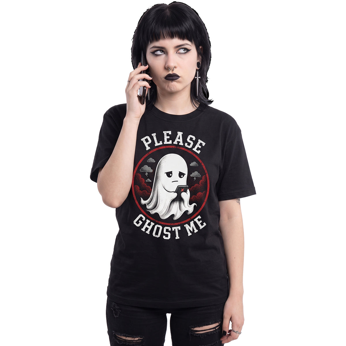 GHOST ME  - Front Print T-Shirt Black