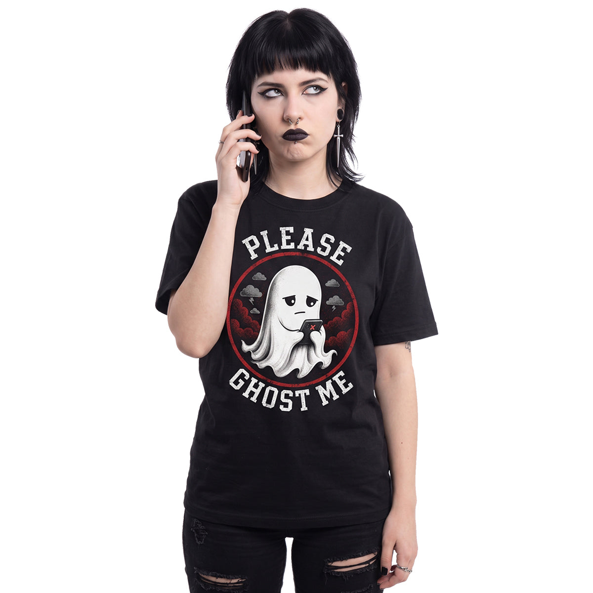 GHOST ME  - Front Print T-Shirt Black