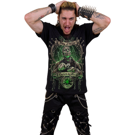 CURSED BY MEN - T-shirt noir avec imprimé sur le devant
