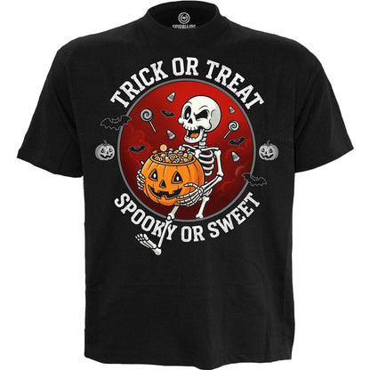 SPOOKY OR SWEET - Front Print T-Shirt Black