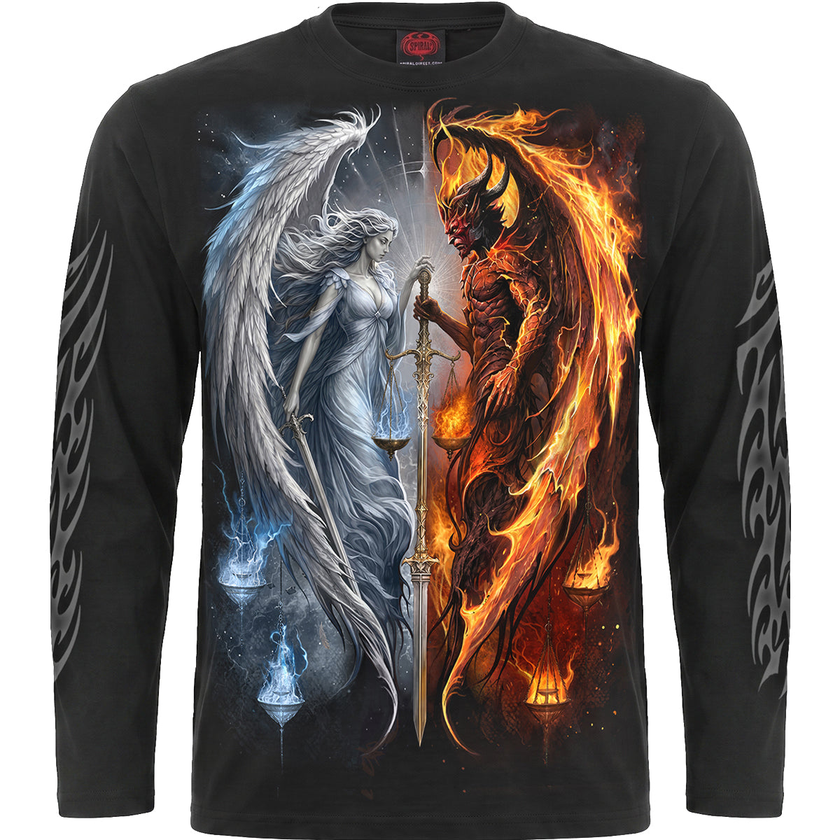 ANGEL & DEMON – Langarm-T-Shirt, schwarz