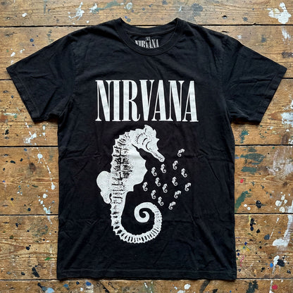 NIRVANA - SEAHORSE & LOGO MONO - Carbon T-Shirt Black