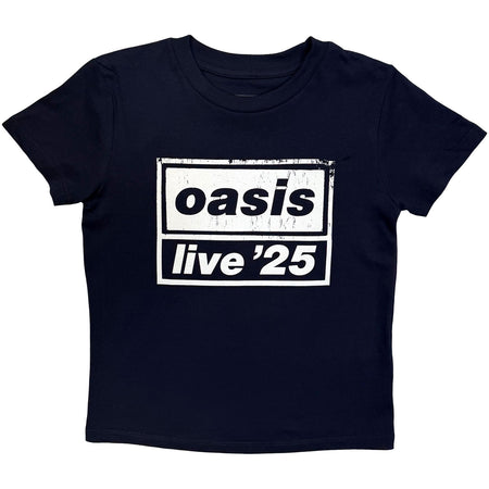 oasis　　live'25　ラグランスリーブ　Tシャツ　ネイビー OASIS - LIVE '25 DISTRESSED LOCKUP - Kids T-Shirt Navy Blue
